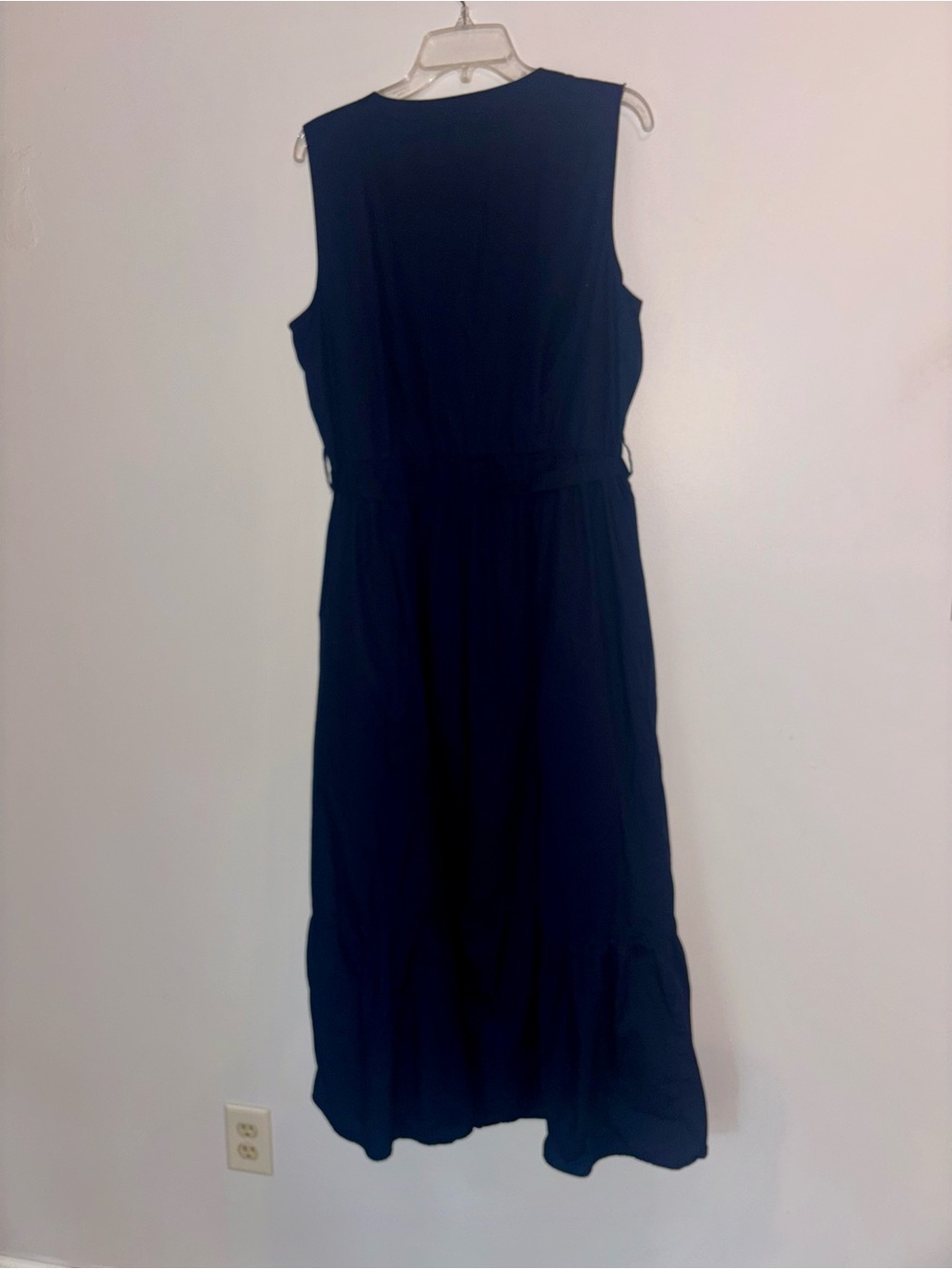 Calvin Klein Navy Blue Sleeveless Button-Front Midi Dress 100% Cotton w/ pockets - Picture 6 of 6